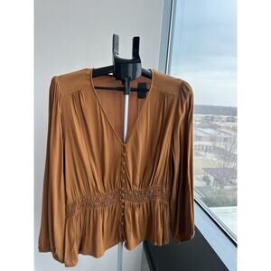 Banana Republic Boho Peplum Top in the color Tobacco Brown XL